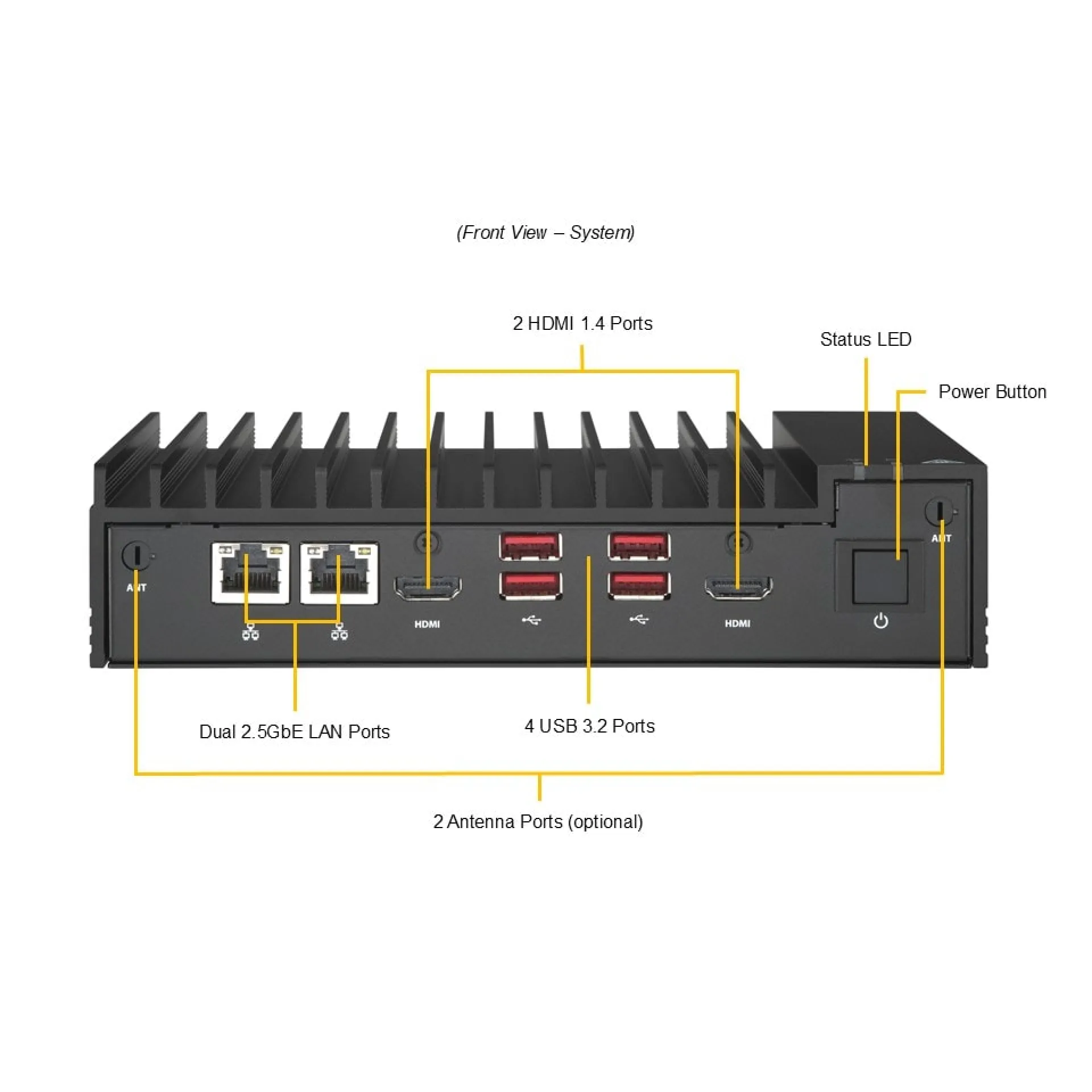SYS-E100-14AM-E Supermicro front view Supermicro SYS-E100-14AM-E front view