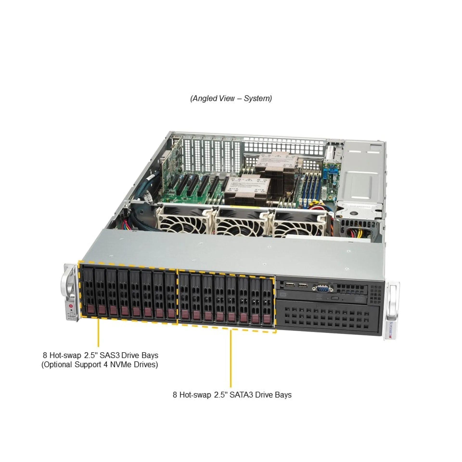 SYS-221P-C9R Supermicro angle view Supermicro SYS-221P-C9R angle view