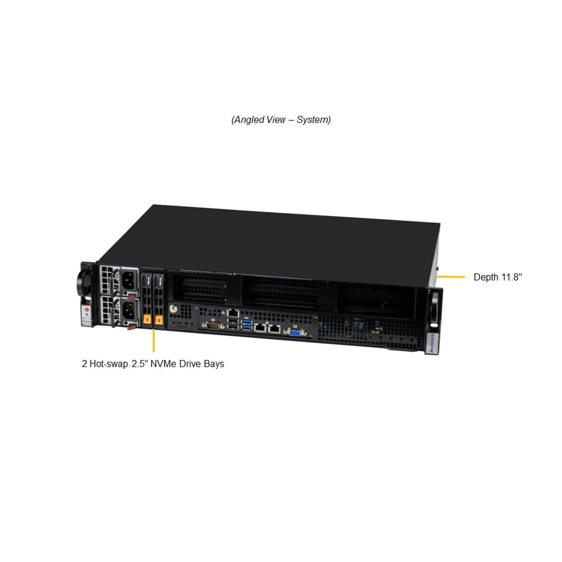 SYS-211E-FRN2T Supermicro angle view Supermicro SYS-211E-FRN2T angle view