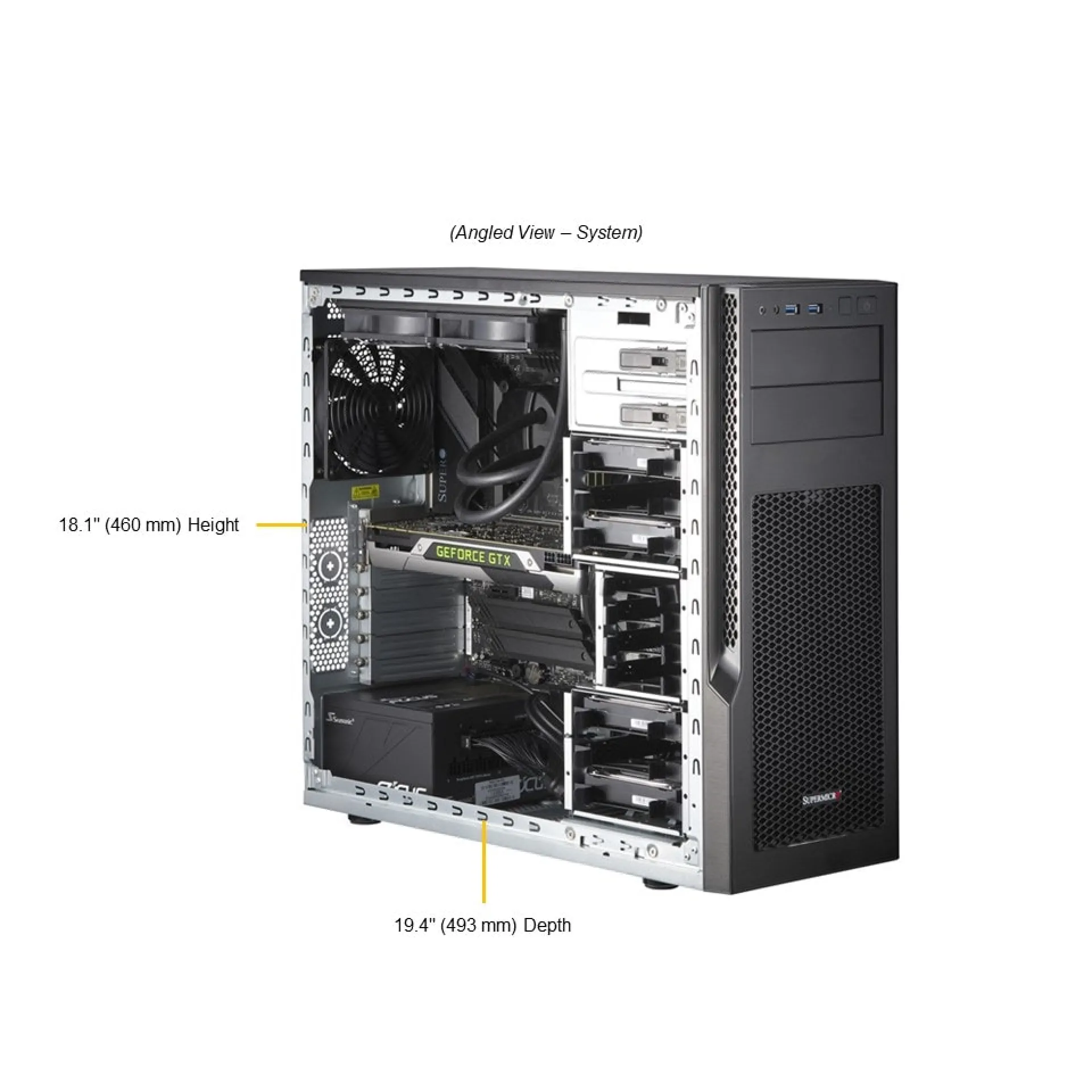SYS-531AD-I Supermicro angle view Supermicro SYS-531AD-I angle view