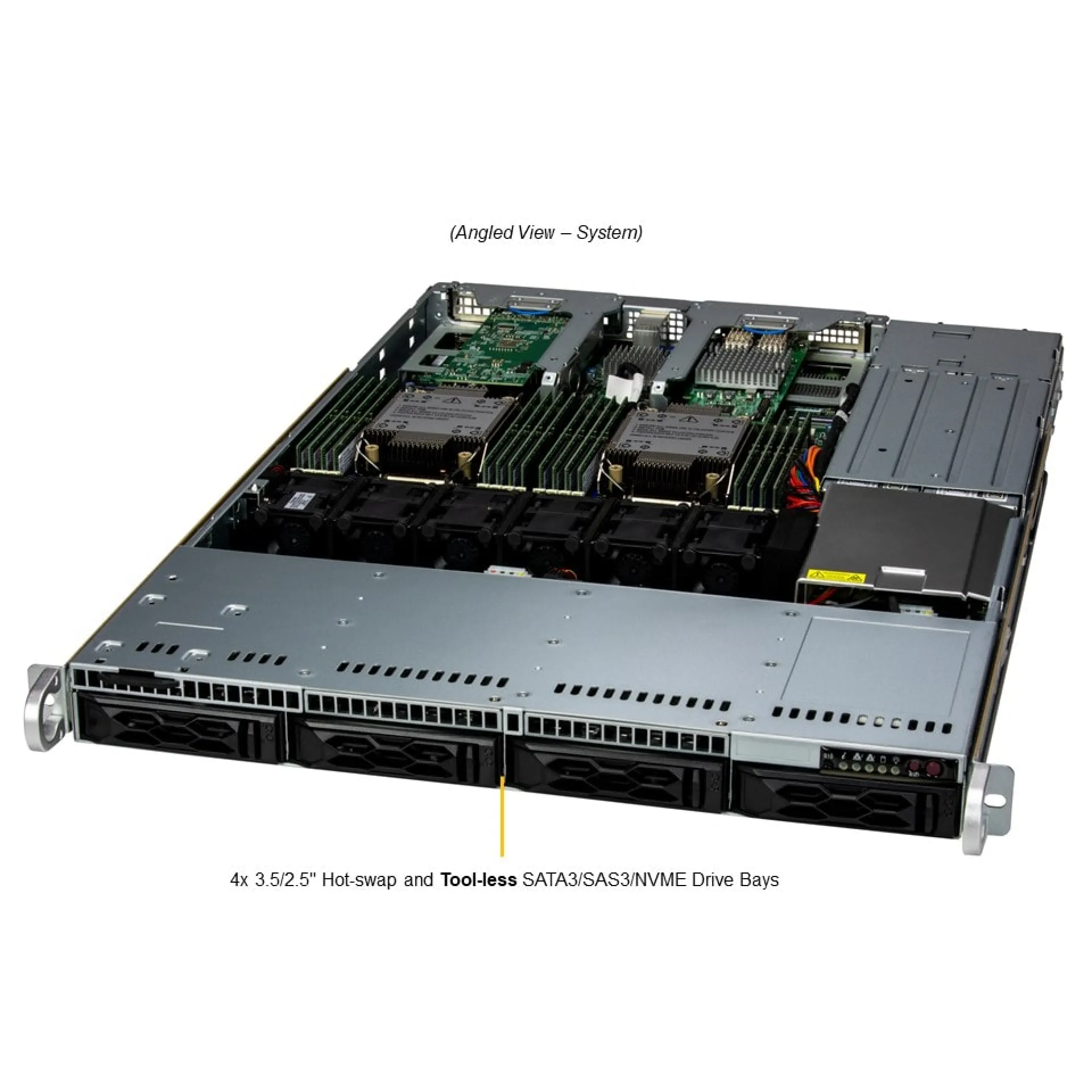 SYS-611C-TN4R Supermicro angle view Supermicro SYS-611C-TN4R angle view