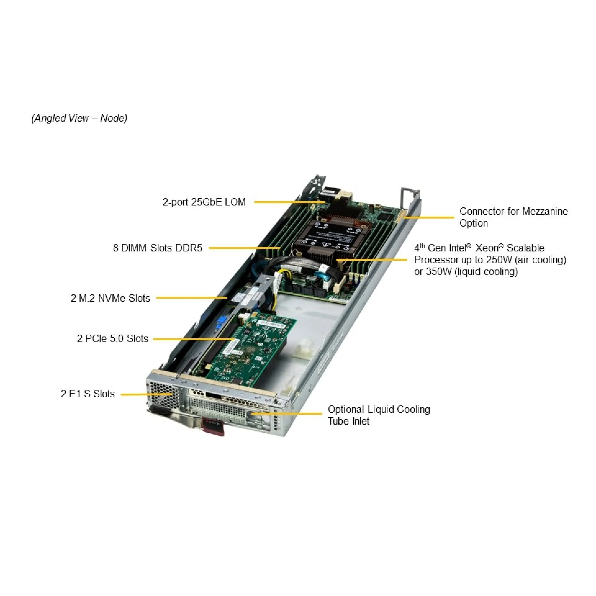 SBI-411E-1G | Supermicro Single Xeon Scalable 4th Gen Xeon Scalable 5th Gen 8U Blade Server SBI-411E-1G | Supermicro Single Xeon Scalable 4th Gen Xeon Scalable 5th Gen 8U Blade Server