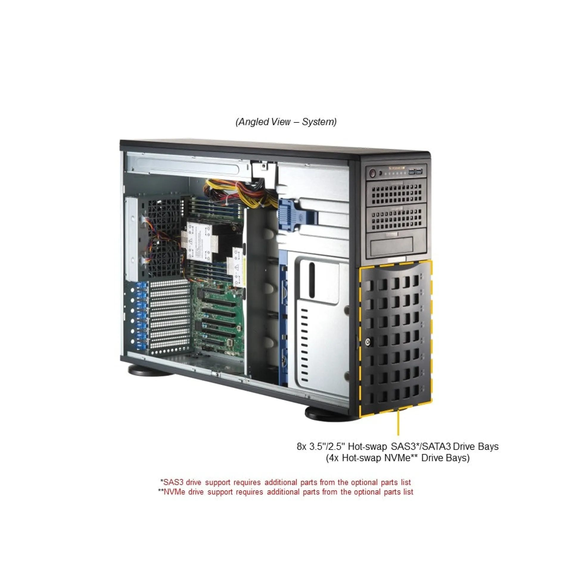 SYS-741P-TRT Supermicro angle view Supermicro SYS-741P-TRT angle view
