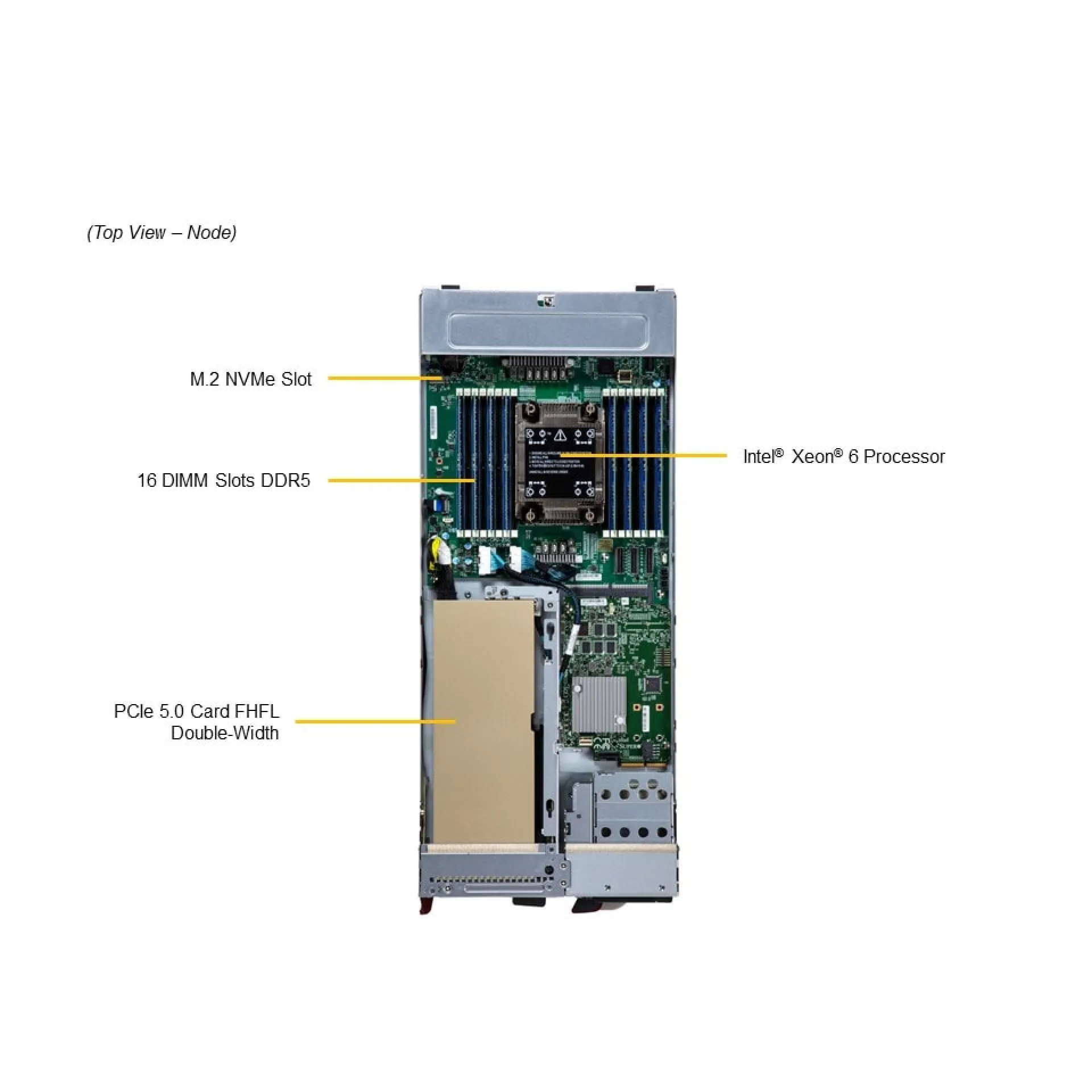 SBI-612B-1C2N Supermicro top view Supermicro SBI-612B-1C2N top view