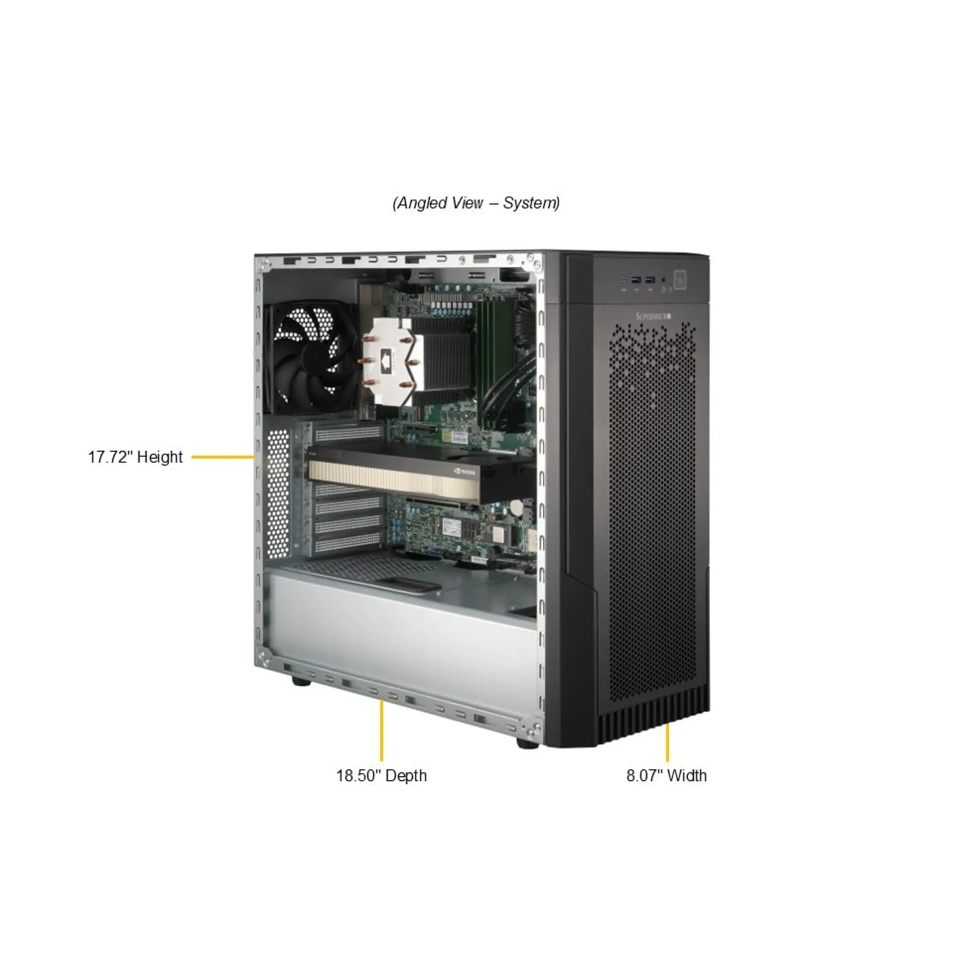 SYS-532AW-C Supermicro angle view Supermicro SYS-532AW-C angle view
