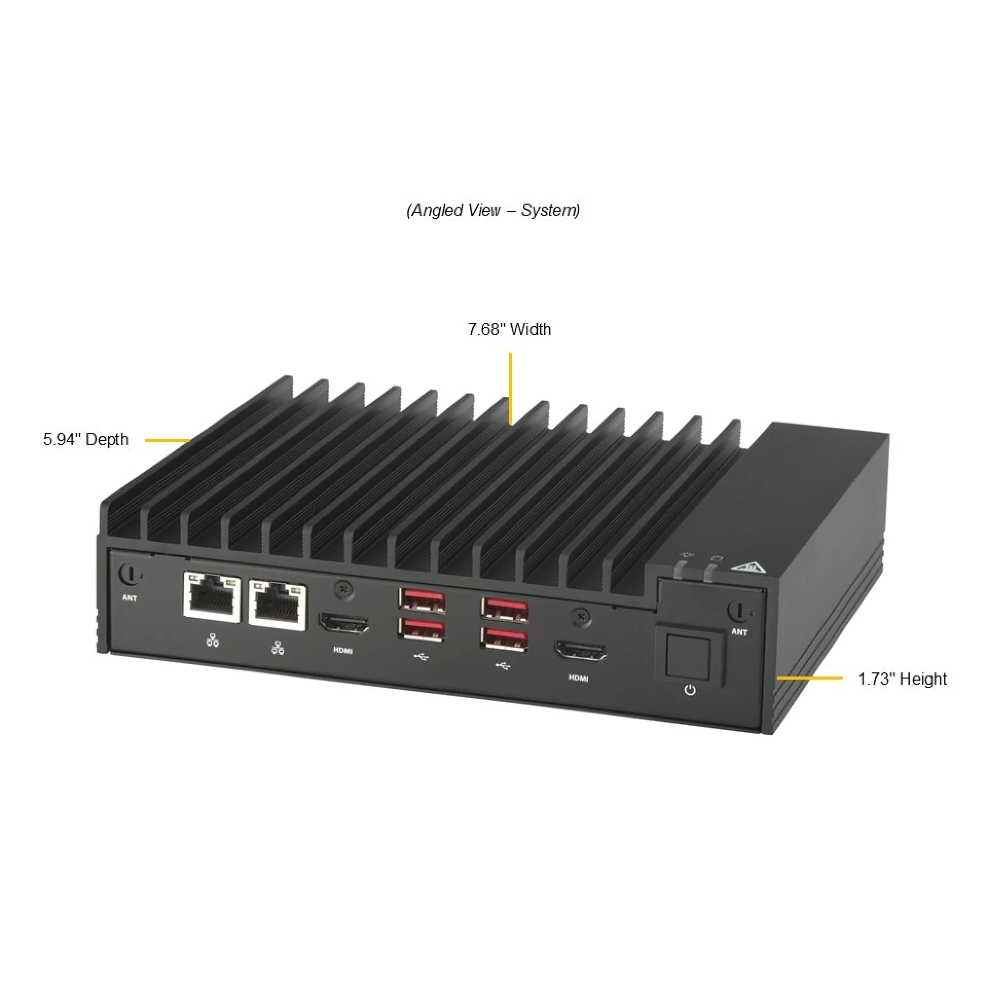 Supermicro SYS-E100-14AM-E-TB2 angle view 
