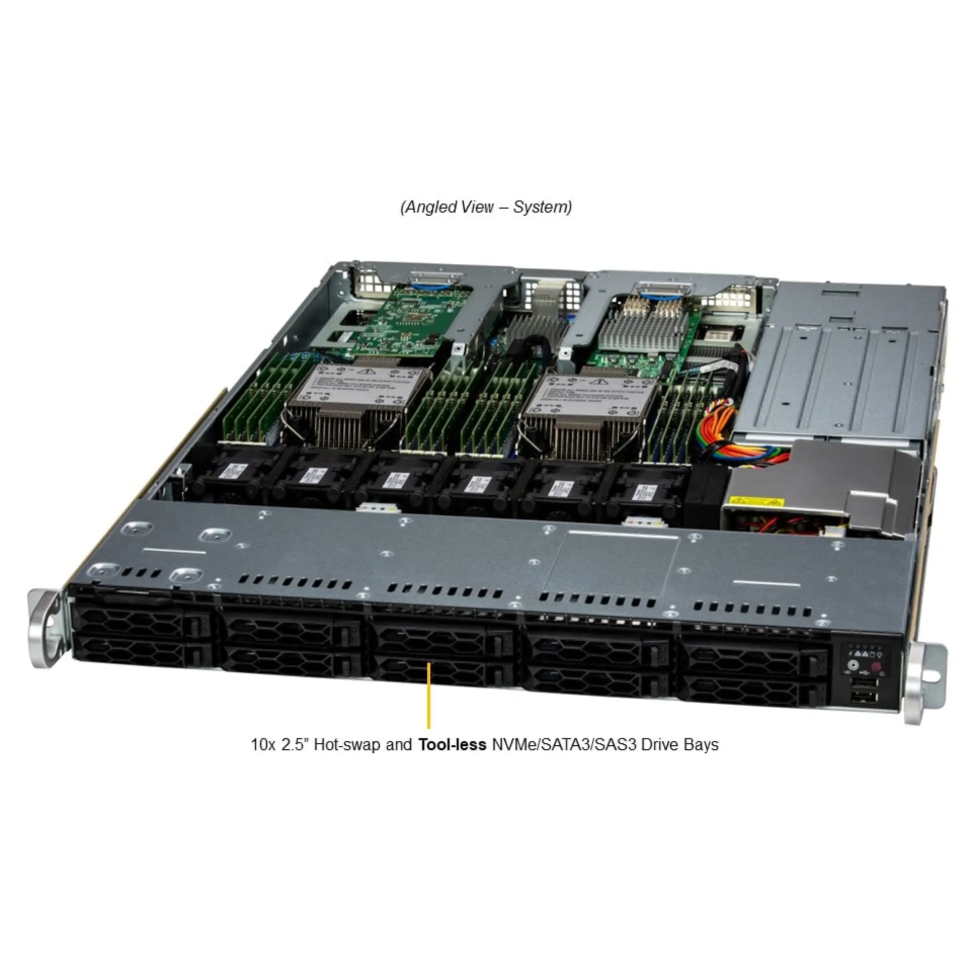 SYS-121C-TN10R Supermicro angle view Supermicro SYS-121C-TN10R angle view