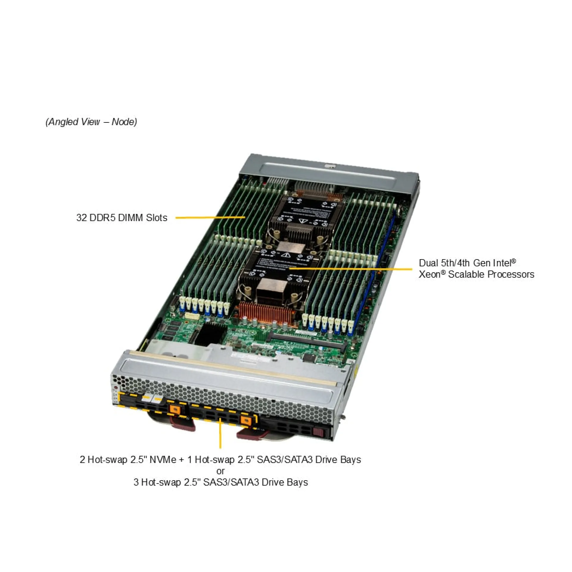 SBI-621E-1C3N | Supermicro Dual Xeon Scalable 5th Gen Xeon Scalable 4th Gen Xeon CPU Max 6U Blade Server