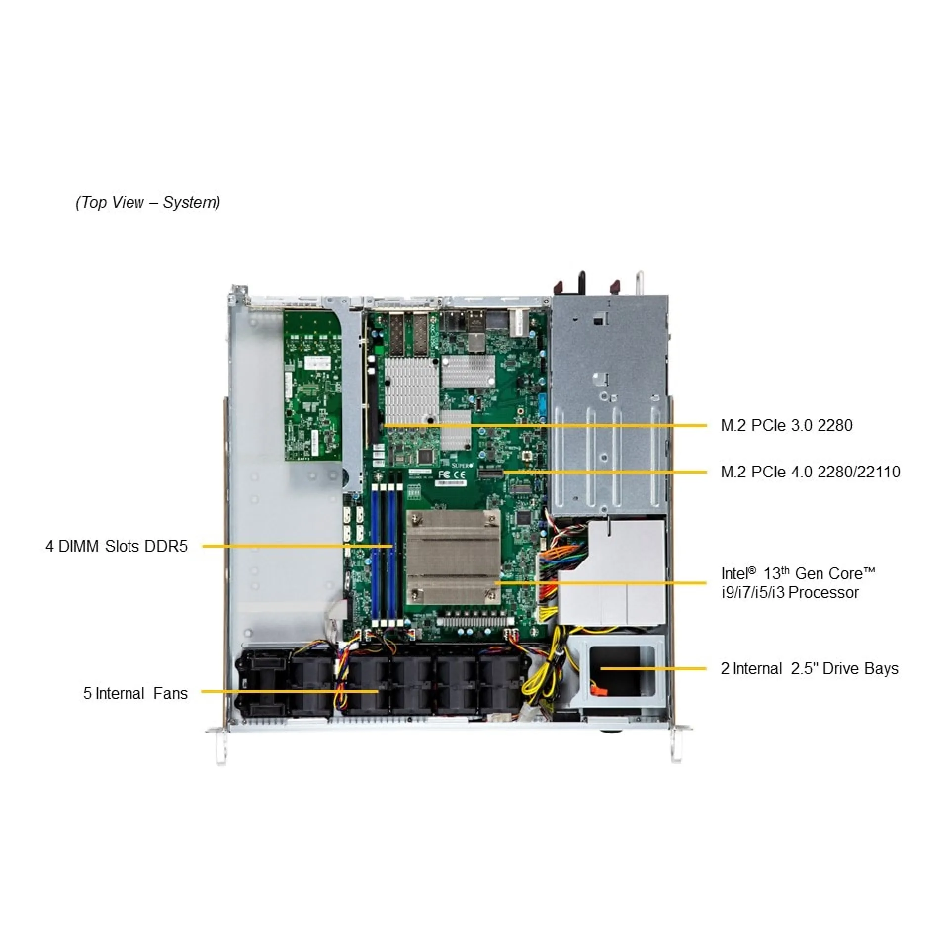 SYS-111AD-WRN2 Supermicro top view Supermicro SYS-111AD-WRN2 top view