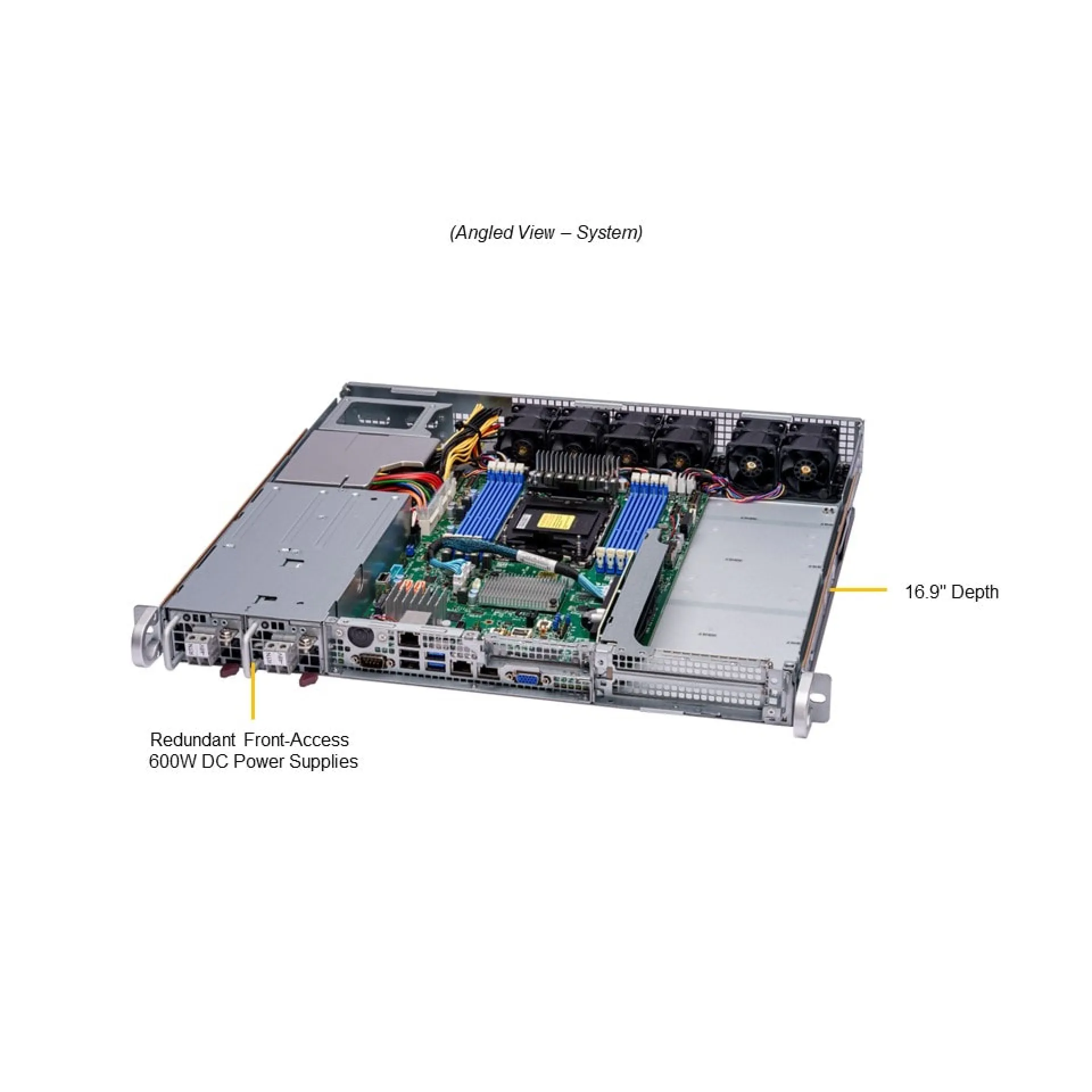SYS-111E-FDWTR Supermicro angle view Supermicro SYS-111E-FDWTR angle view