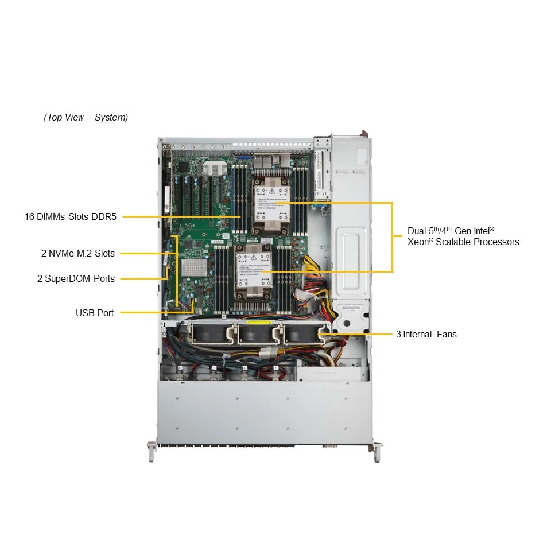 SYS-221P-C9RT Supermicro top view Supermicro SYS-221P-C9RT top view