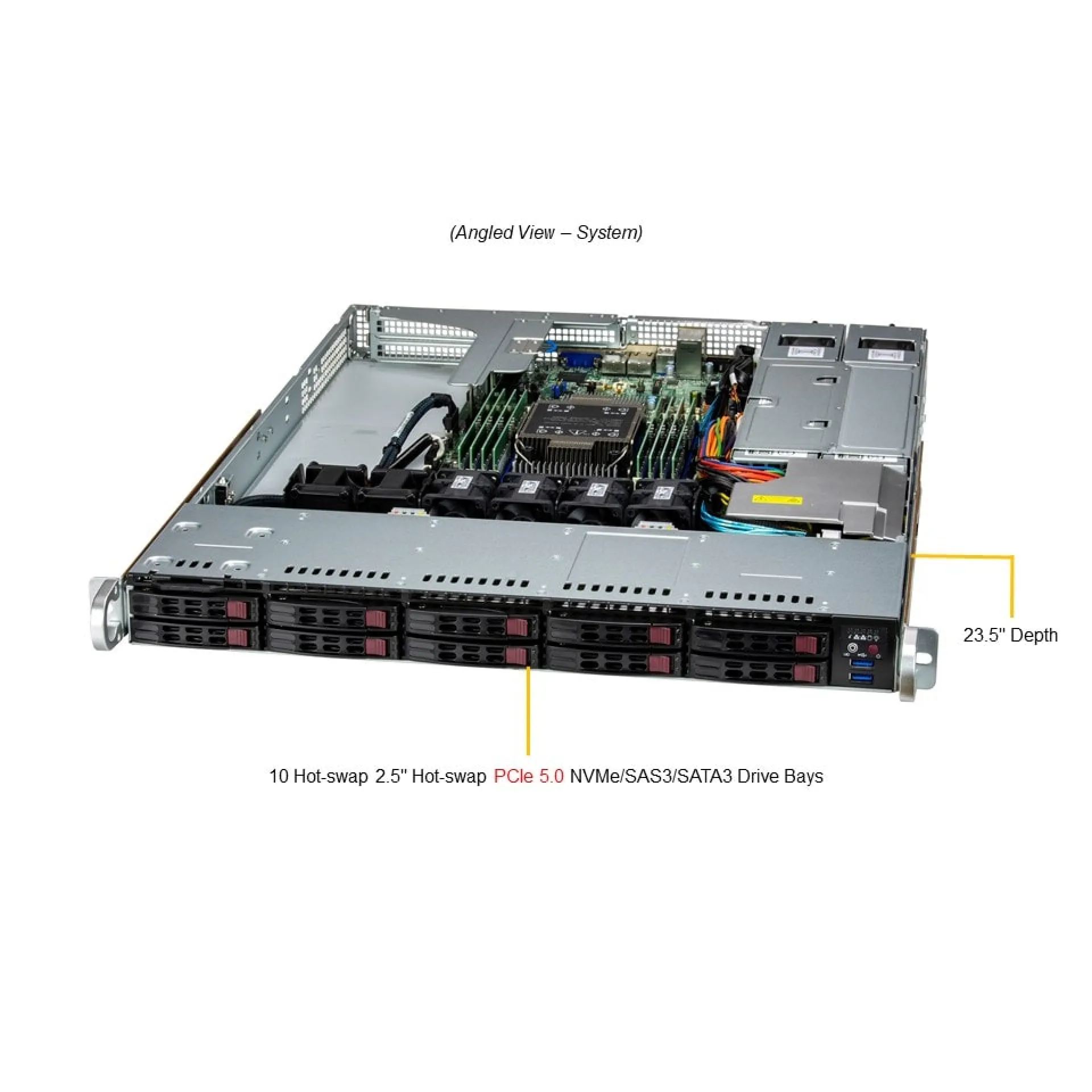 SYS-111E-WR Supermicro angle view Supermicro SYS-111E-WR angle view