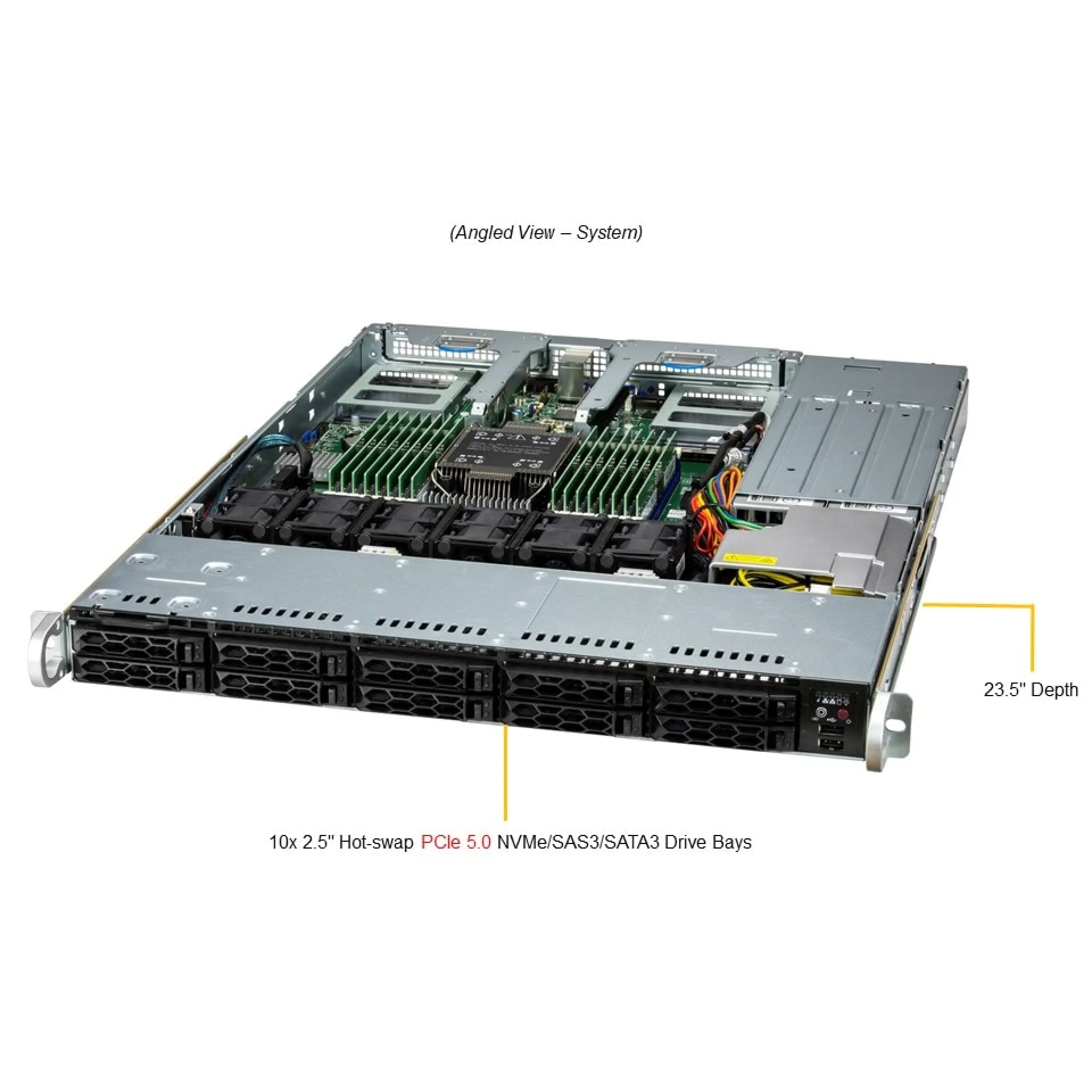 SYS-111C-NR Supermicro angle view Supermicro SYS-111C-NR angle view