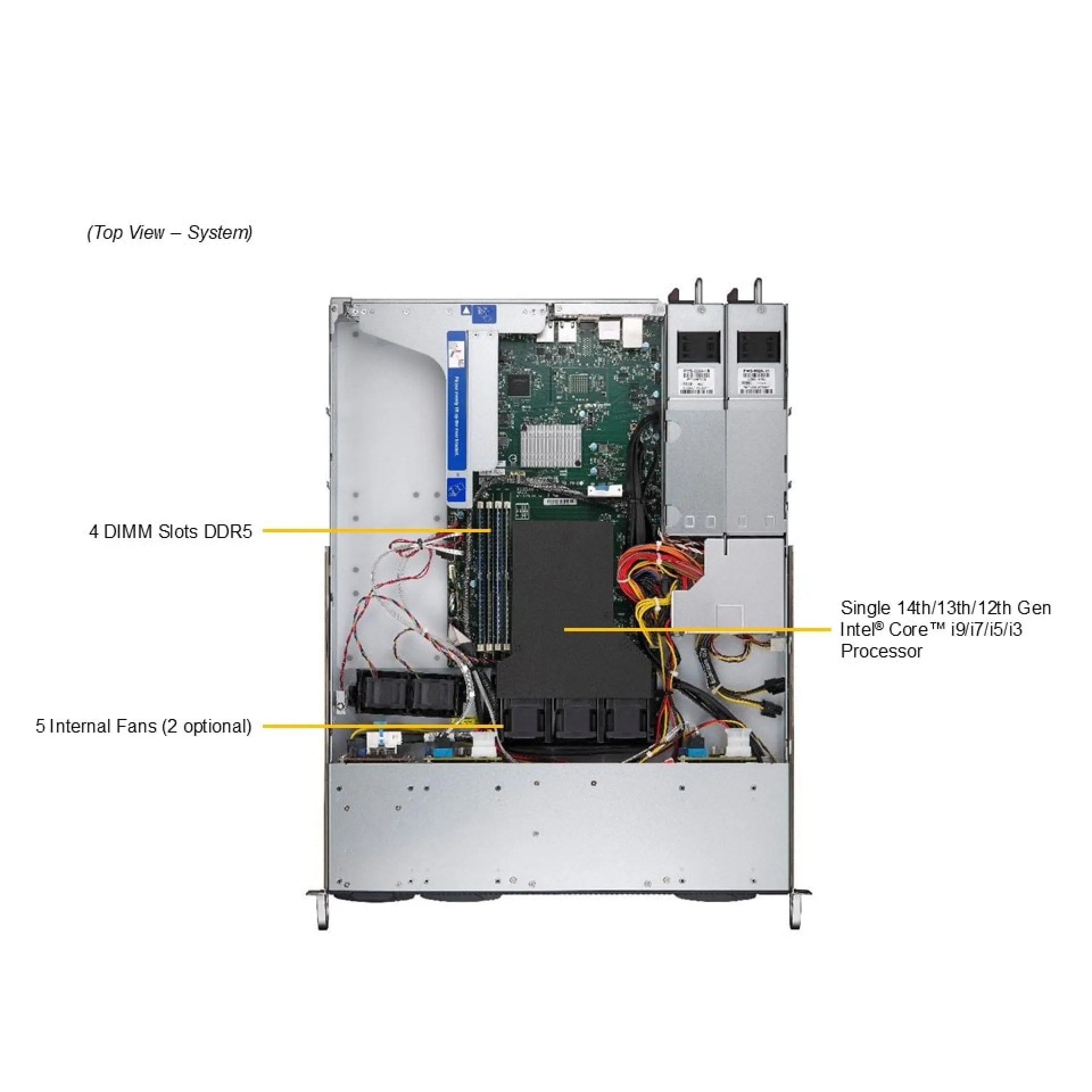 SYS-111AD-WN2R Supermicro top view Supermicro SYS-111AD-WN2R top view