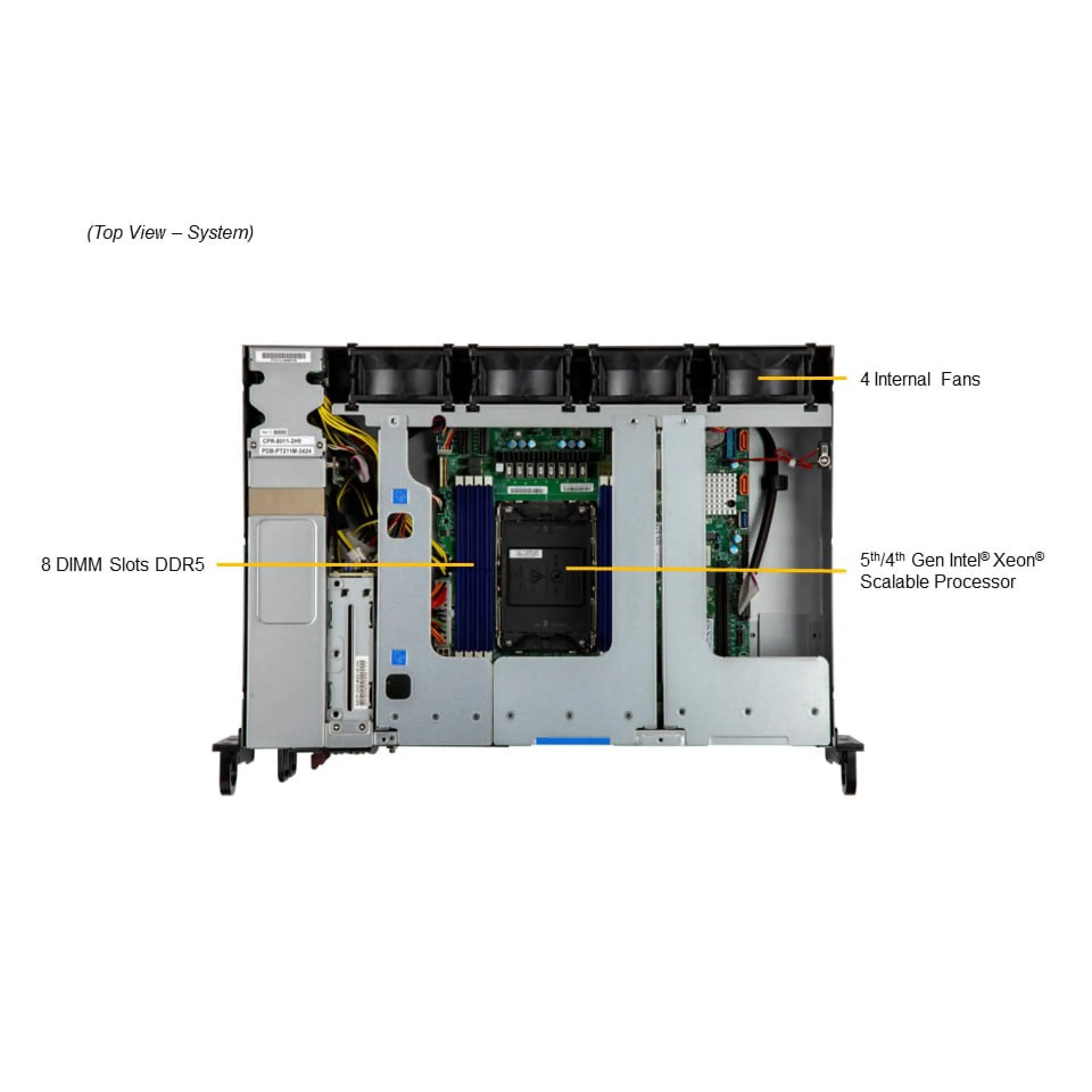 SYS-211E-FRN2T Supermicro top view Supermicro SYS-211E-FRN2T top view