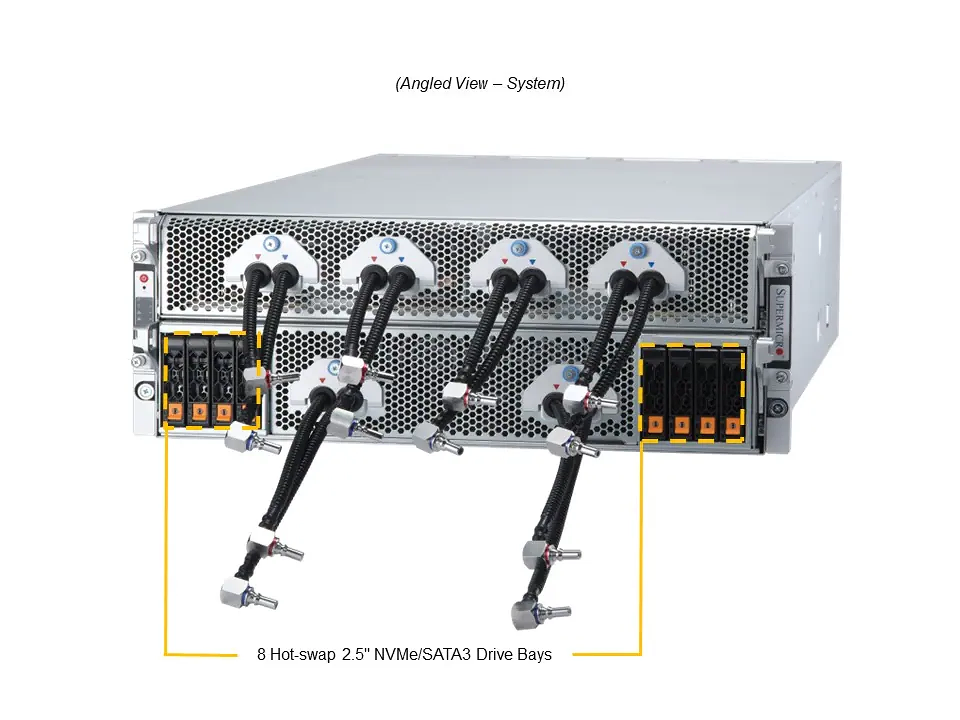 Supermicro SYS-421GE-TNHR2-LCC angle view 