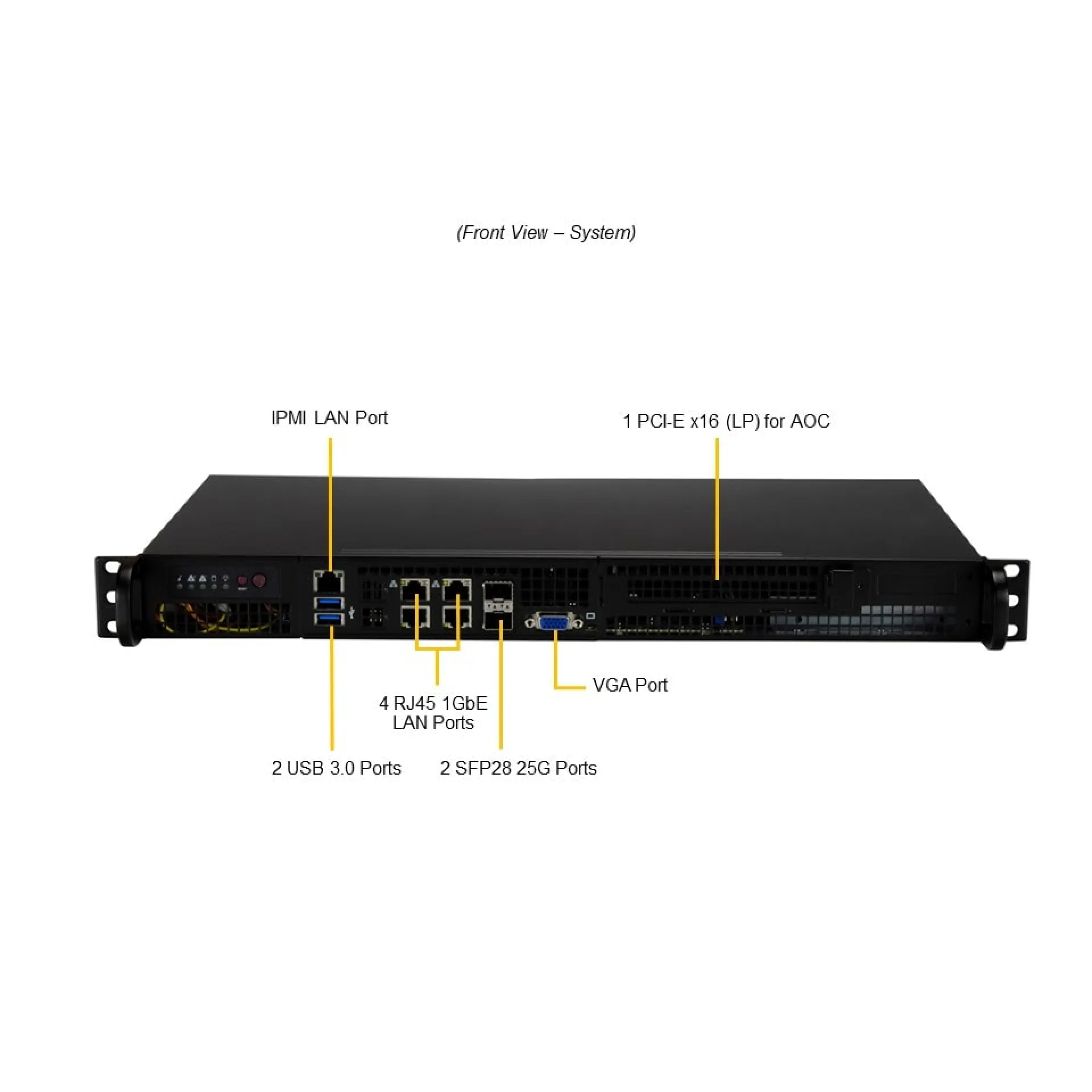 SYS-510D-4C-FN6P-02-G1 Supermicro front view Supermicro SYS-510D-4C-FN6P-02-G1 front view