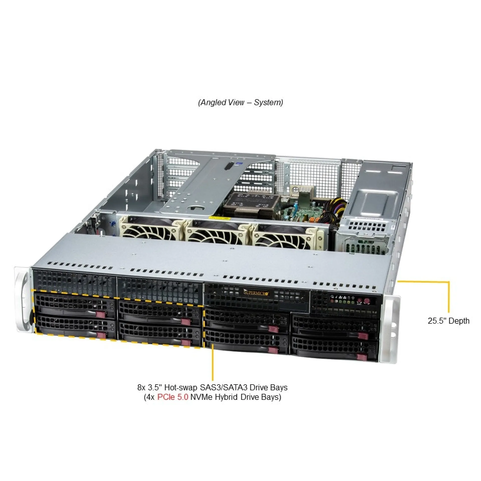 SYS-521E-WR Supermicro angle view Supermicro SYS-521E-WR angle view