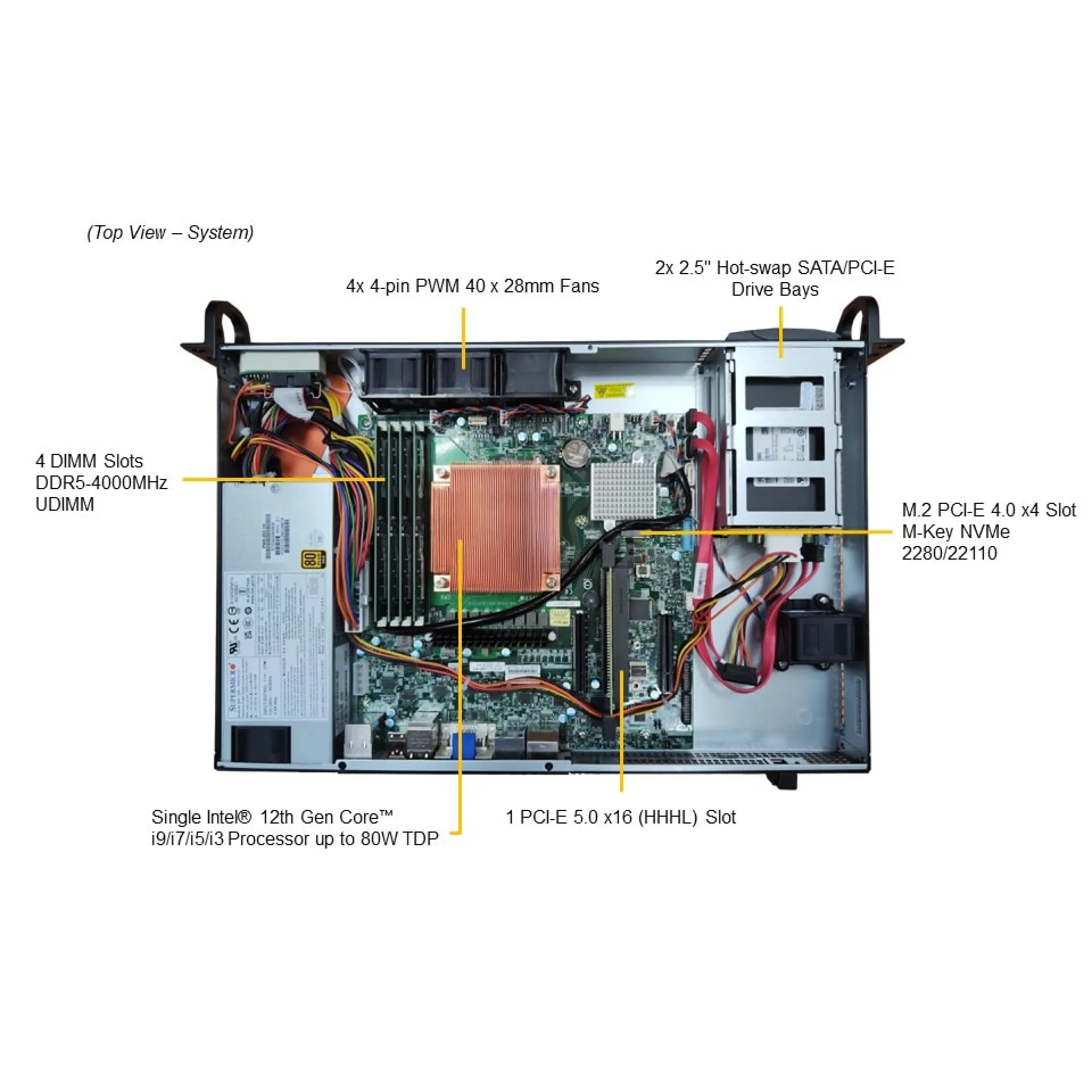 SYS-111AD-HN2 Supermicro top view Supermicro SYS-111AD-HN2 top view