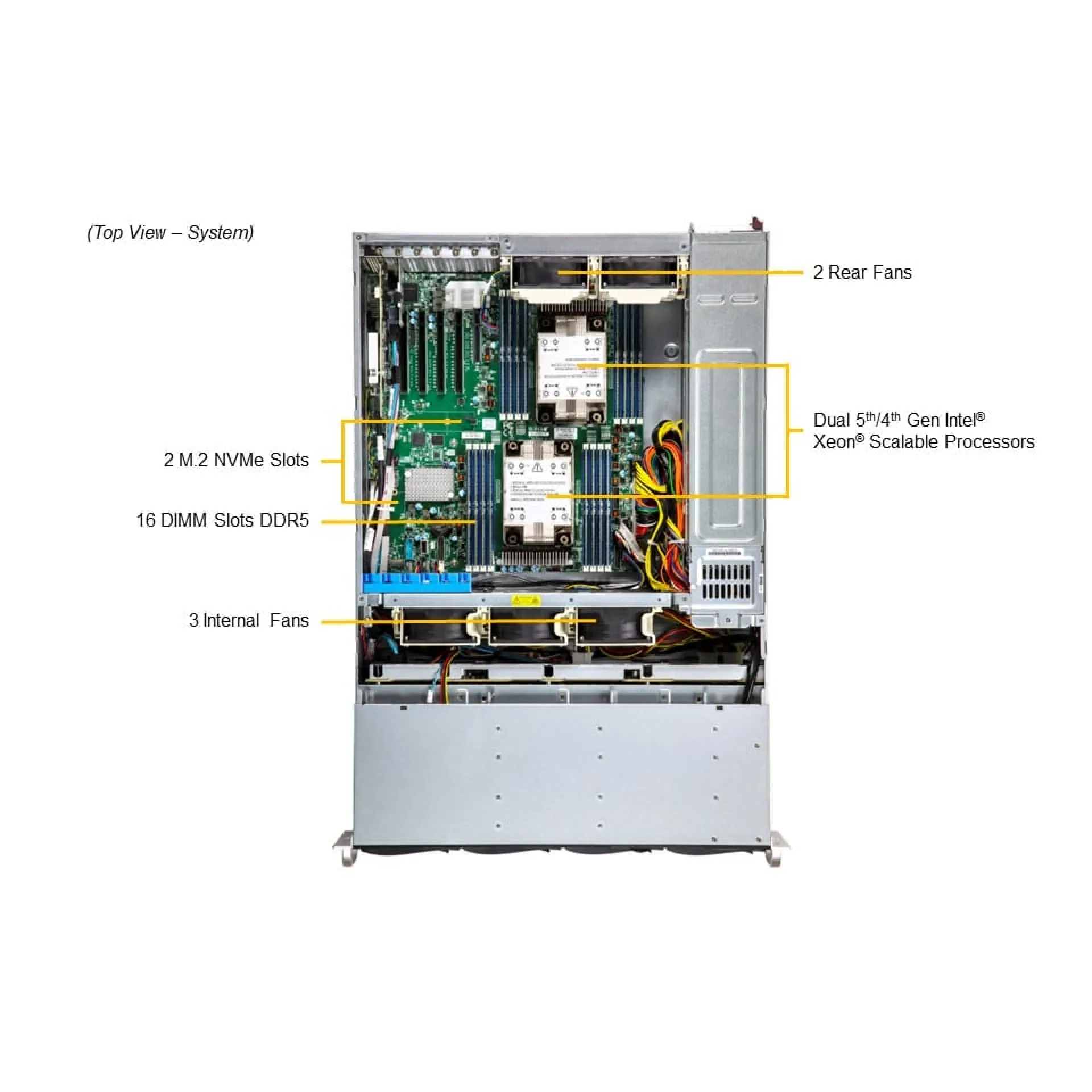 SSG-631E-E1CR16H Supermicro top view Supermicro SSG-631E-E1CR16H top view