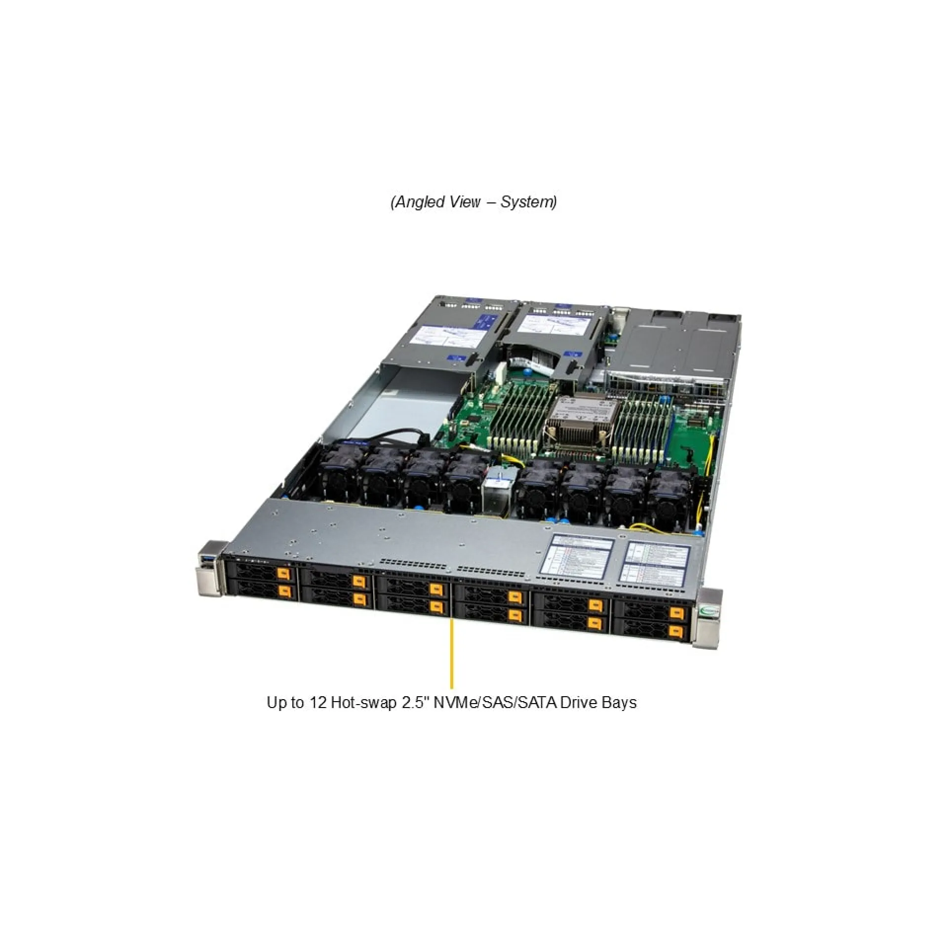 SYS-112H-TN Supermicro angle view Supermicro SYS-112H-TN angle view