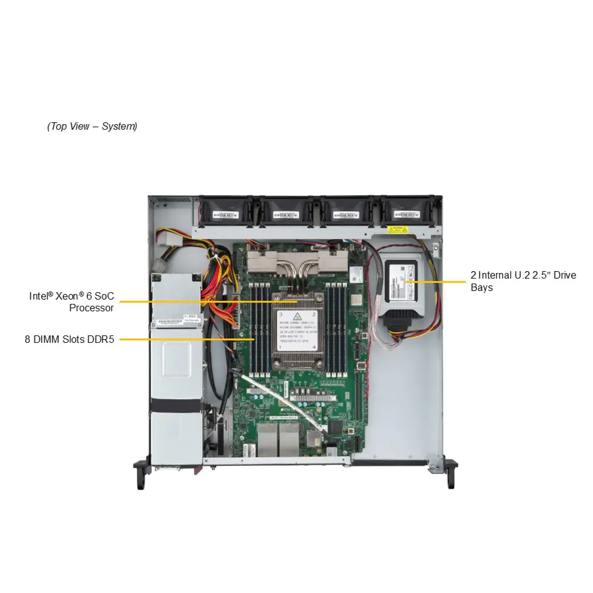 SYS-212D-64C-FN8P Supermicro top view Supermicro SYS-212D-64C-FN8P top view
