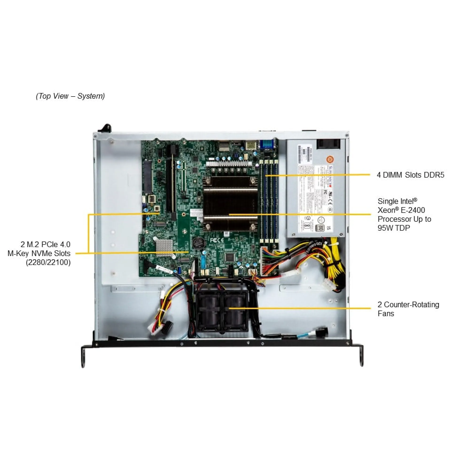 SYS-511R-ML Supermicro top view Supermicro SYS-511R-ML top view