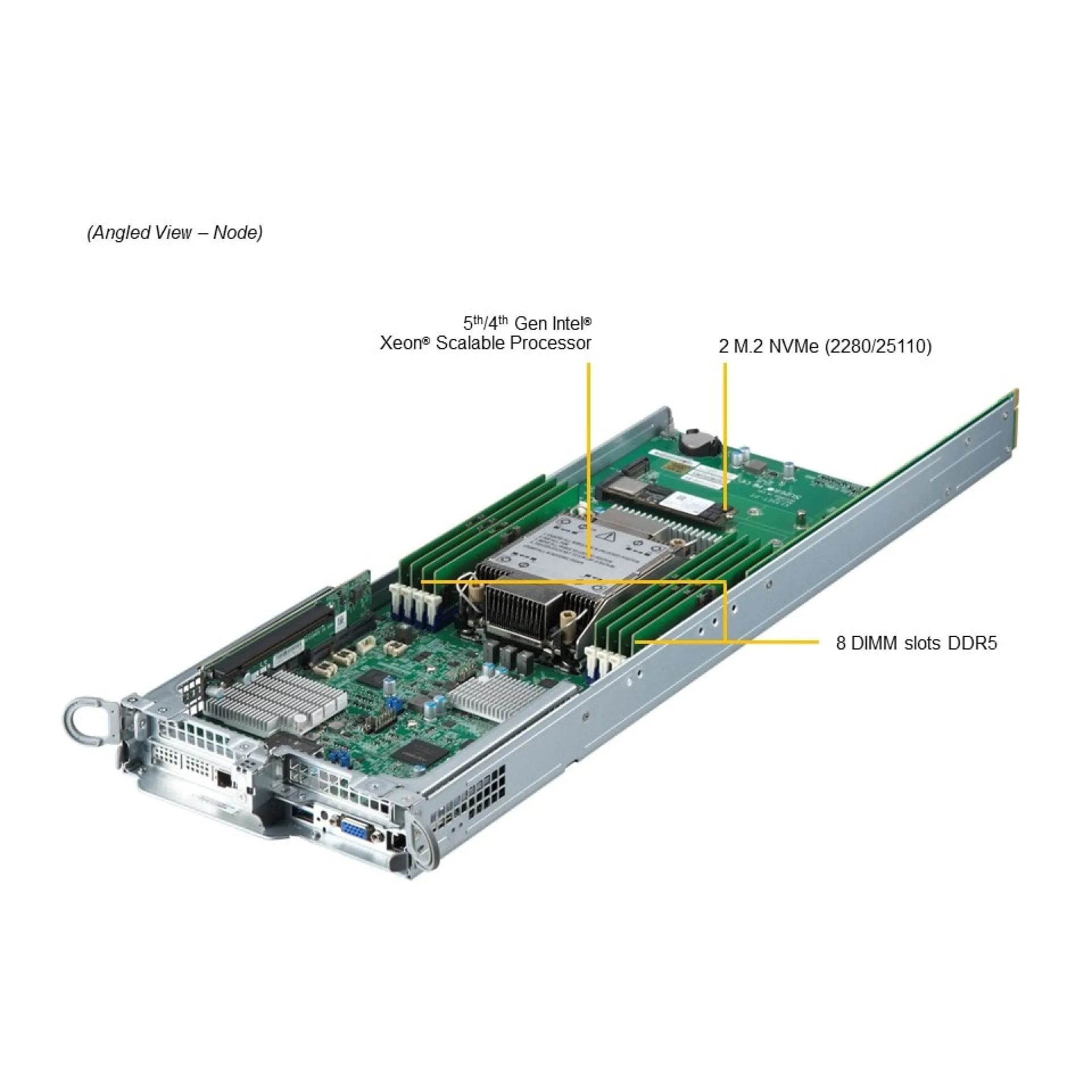 SYS-211TP-HPTRD Supermicro angle view Supermicro SYS-211TP-HPTRD angle view