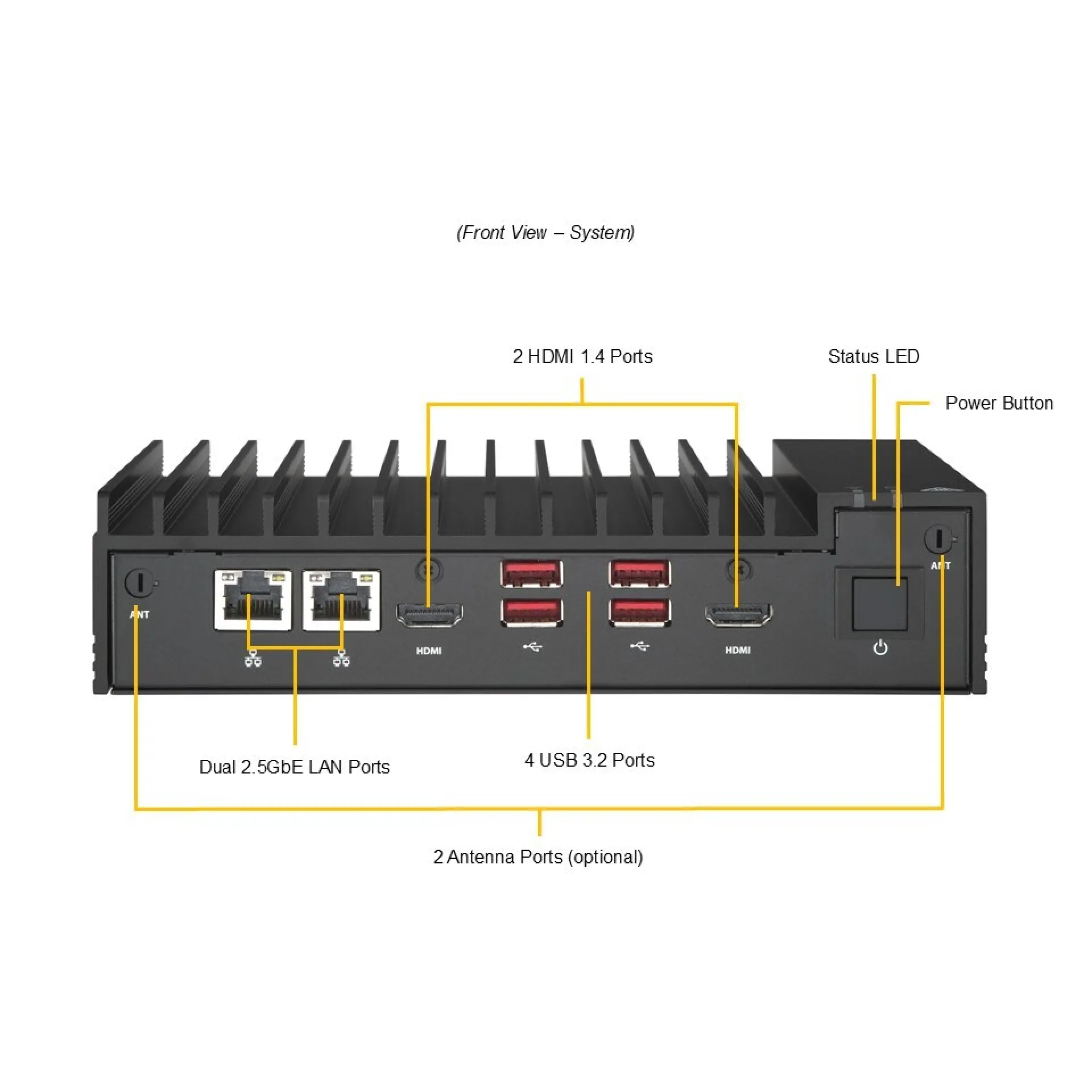 SYS-E100-14AM-H-TB2 Supermicro front view Supermicro SYS-E100-14AM-H-TB2 front view