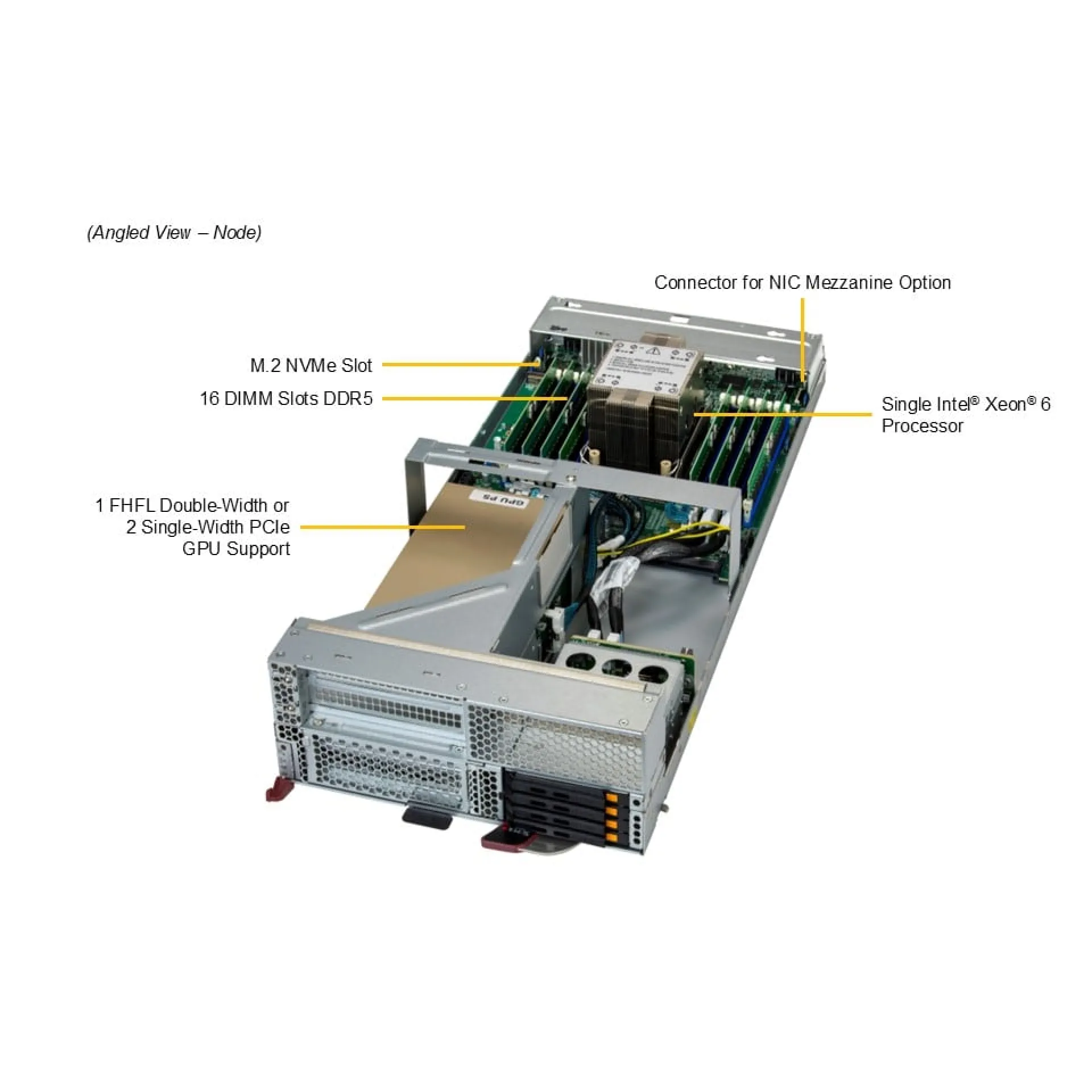 SBI-612B-5NE34 Supermicro angle view Supermicro SBI-612B-5NE34 angle view