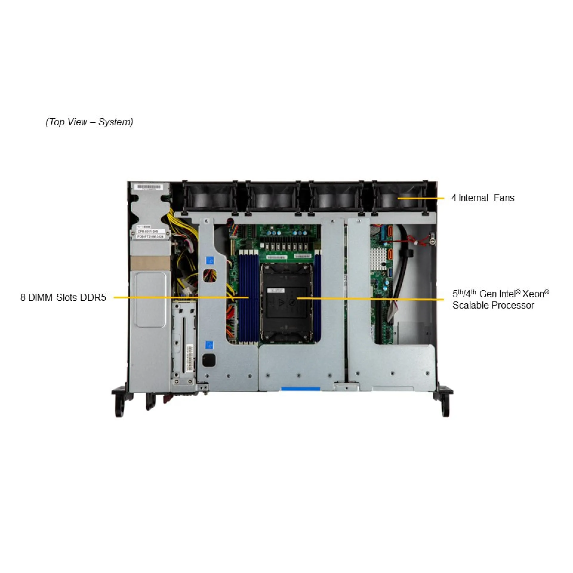 SYS-211E-FRDN2T Supermicro top view Supermicro SYS-211E-FRDN2T top view
