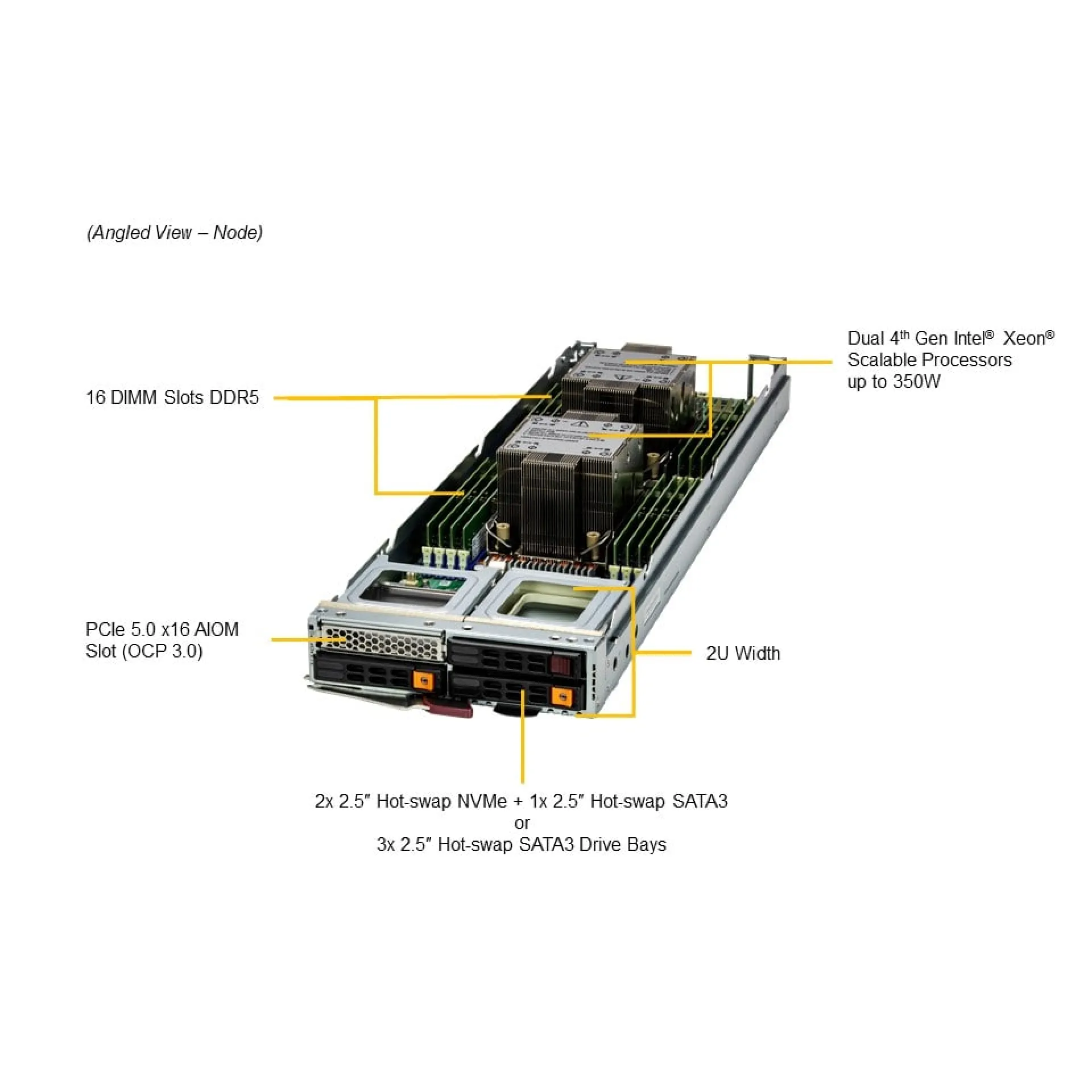 SBI-421E-5T3N | Supermicro Dual Xeon Scalable 4th Gen Xeon Scalable 5th Gen 8U Blade Server