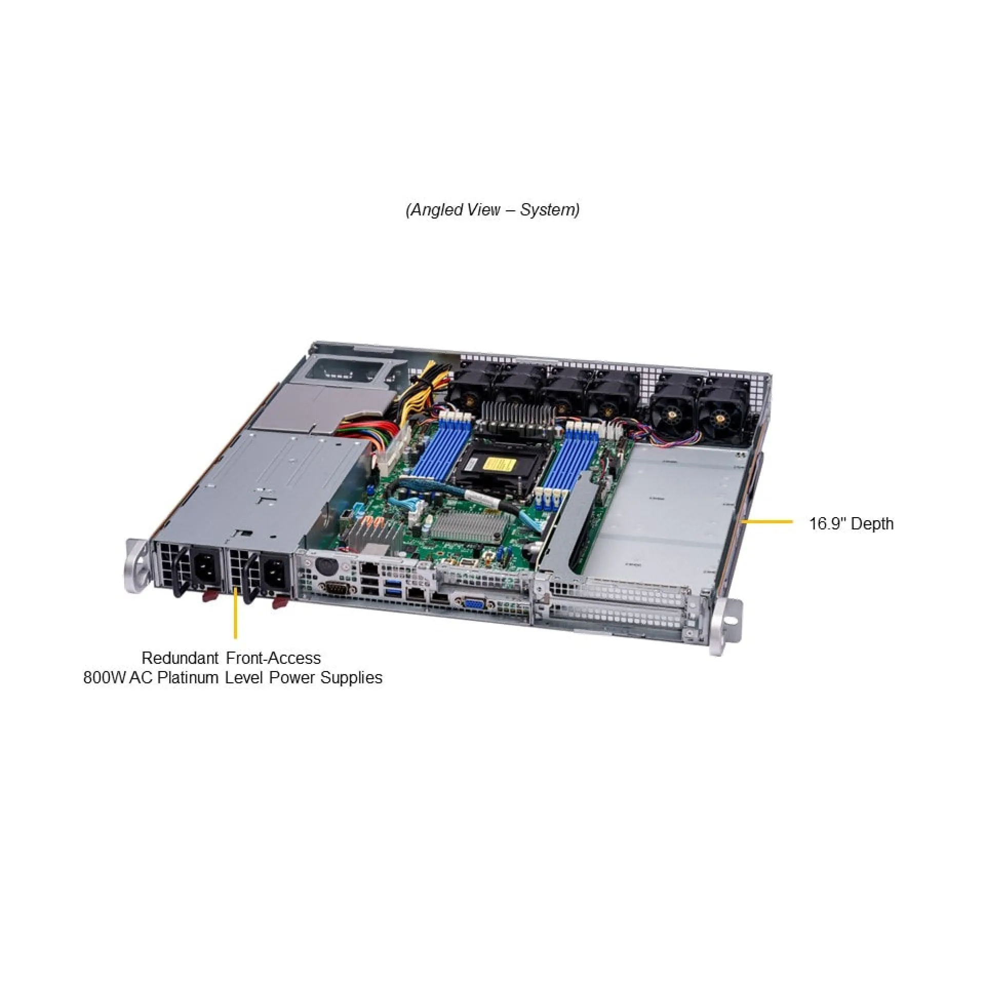 SYS-111E-FWTR Supermicro angle view Supermicro SYS-111E-FWTR angle view
