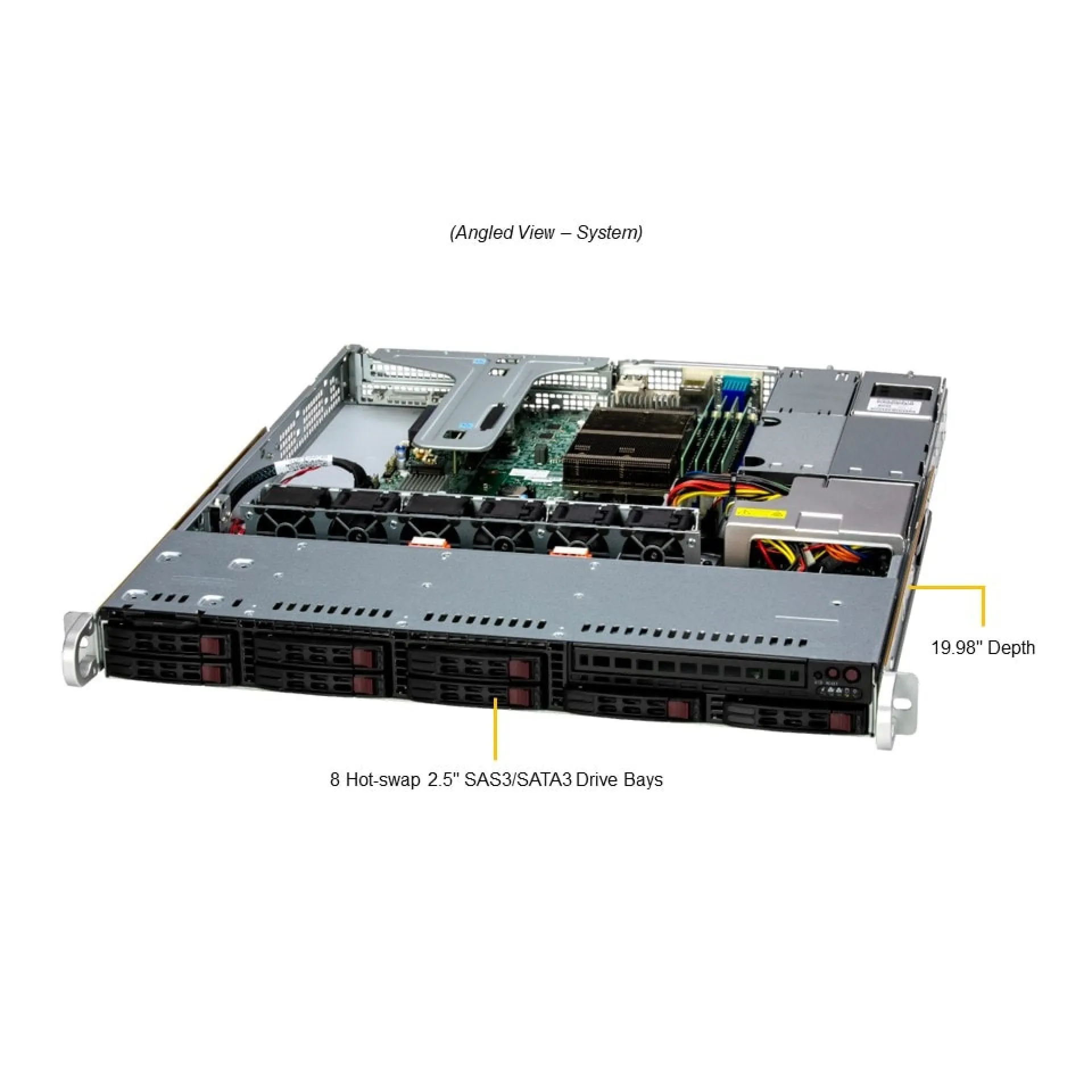 SYS-111R-M Supermicro angle view Supermicro SYS-111R-M angle view