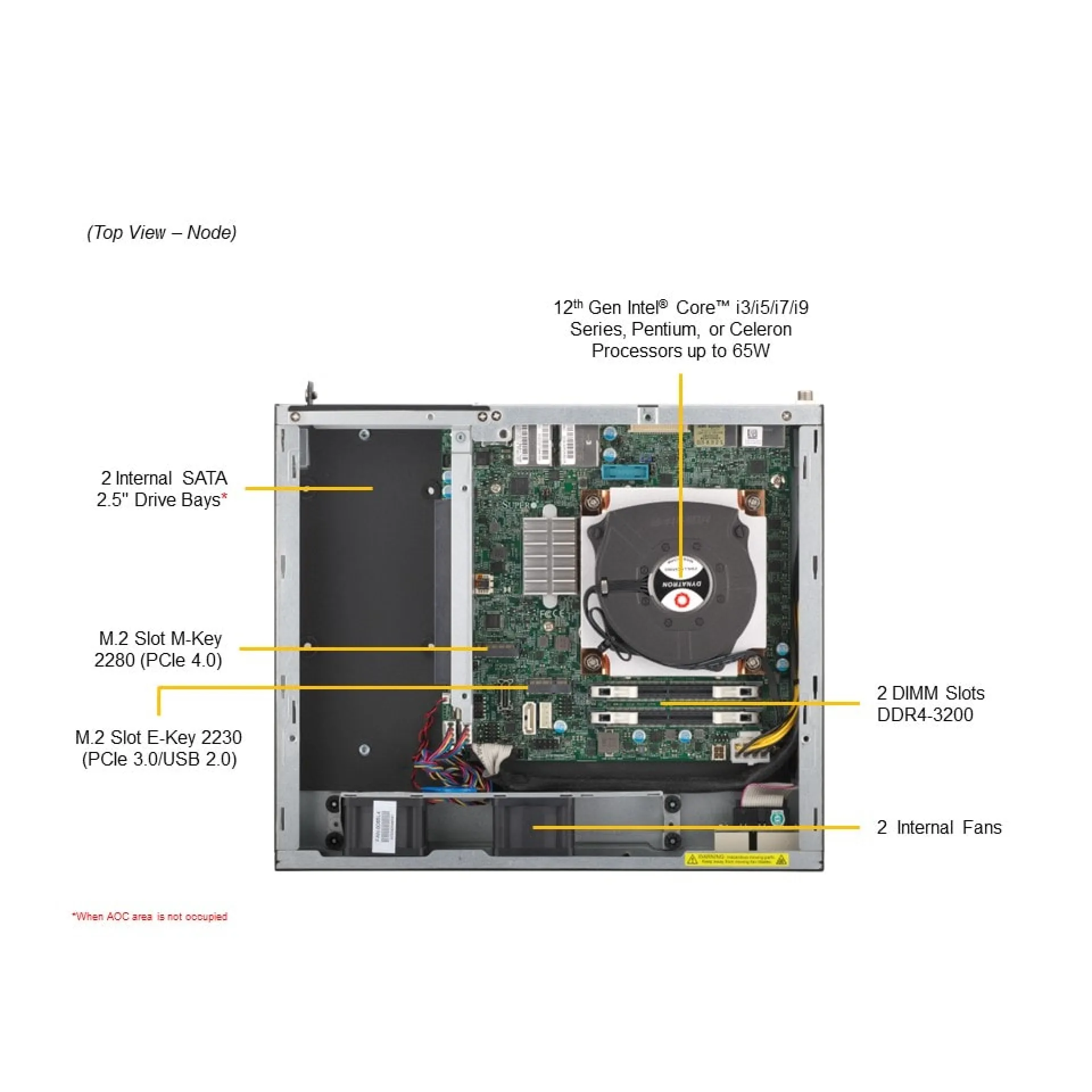 SYS-E300-13AD Supermicro top view Supermicro SYS-E300-13AD top view