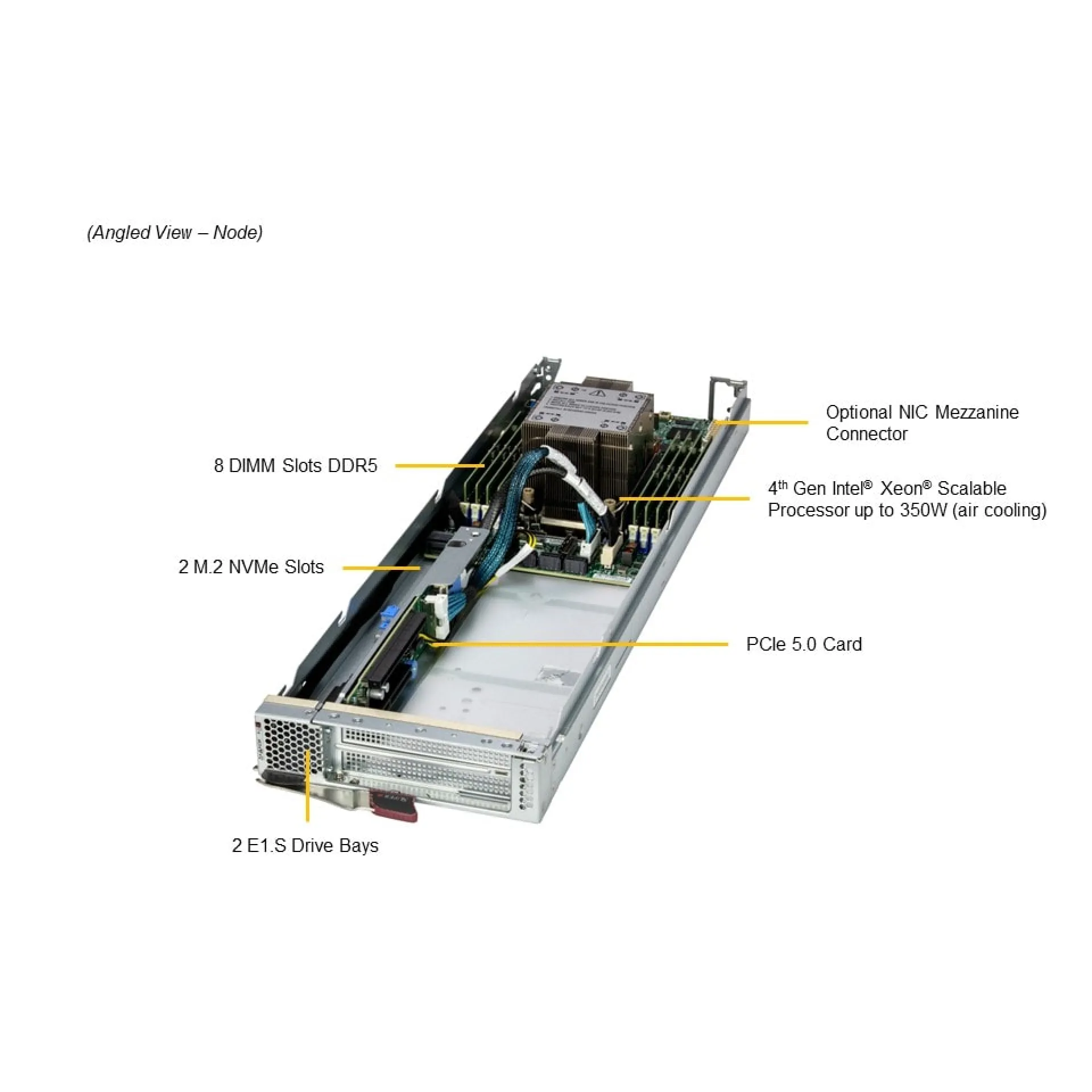 SBI-411E-5G | Supermicro Single Xeon Scalable 4th Gen Xeon Scalable 5th Gen 8U Blade Server SBI-411E-5G | Supermicro Single Xeon Scalable 4th Gen Xeon Scalable 5th Gen 8U Blade Server