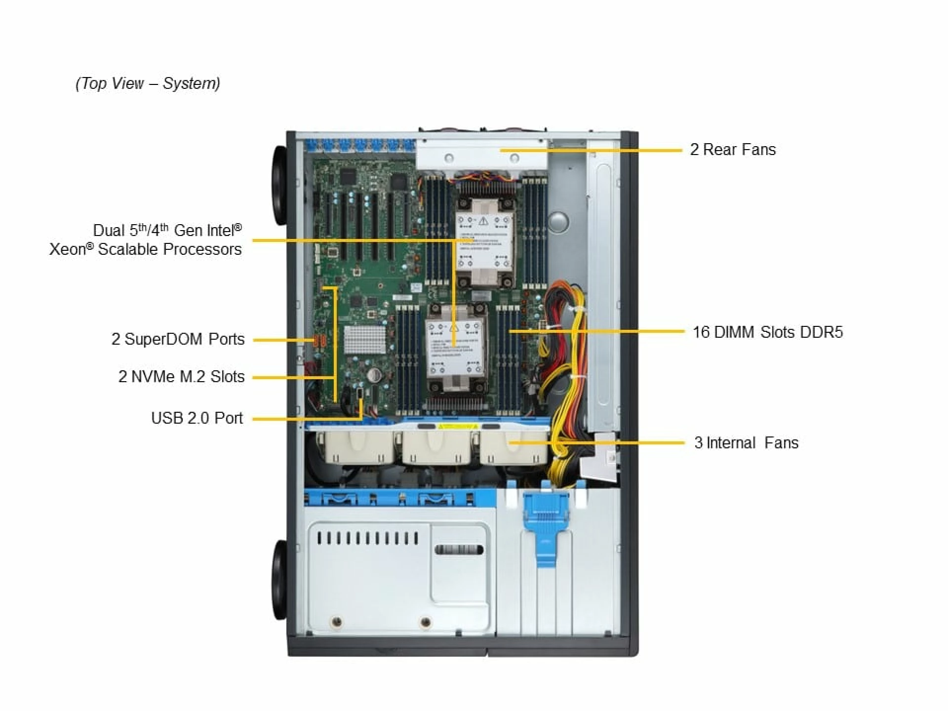 SYS-741P-TR Supermicro top view Supermicro SYS-741P-TR top view